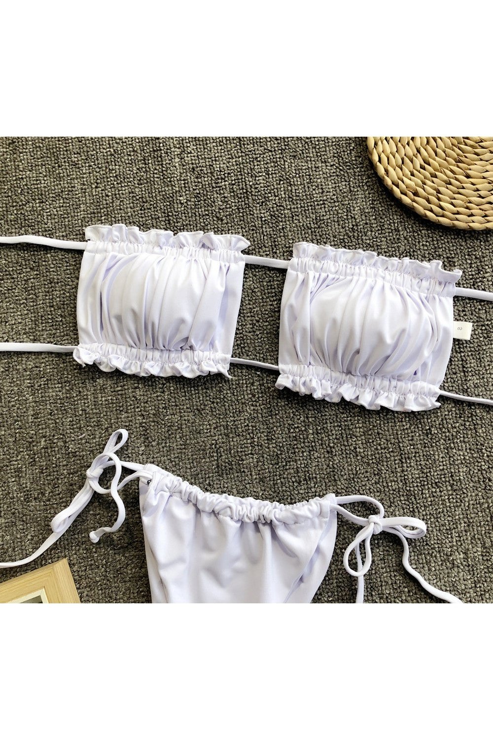 Frill Trim Ruched Bikini Set