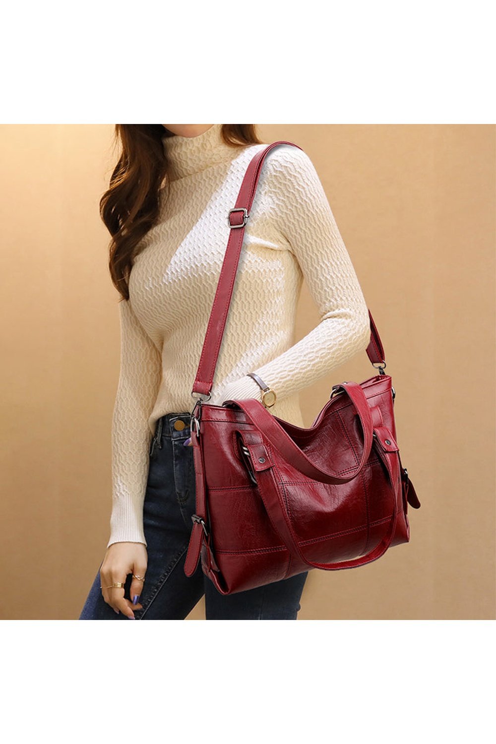 PU Leather Medium Handbag