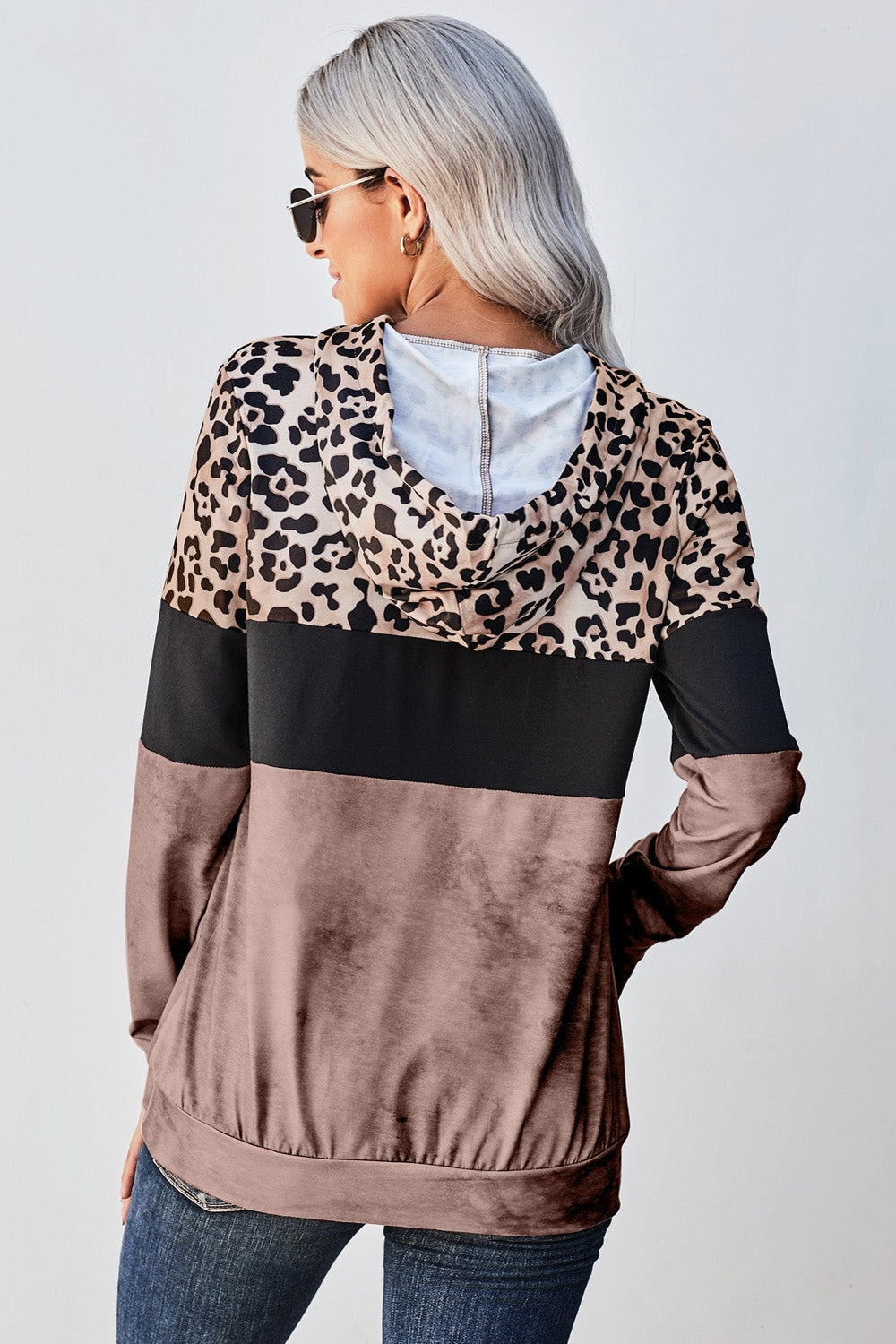 Leopard Color Block Hoodie