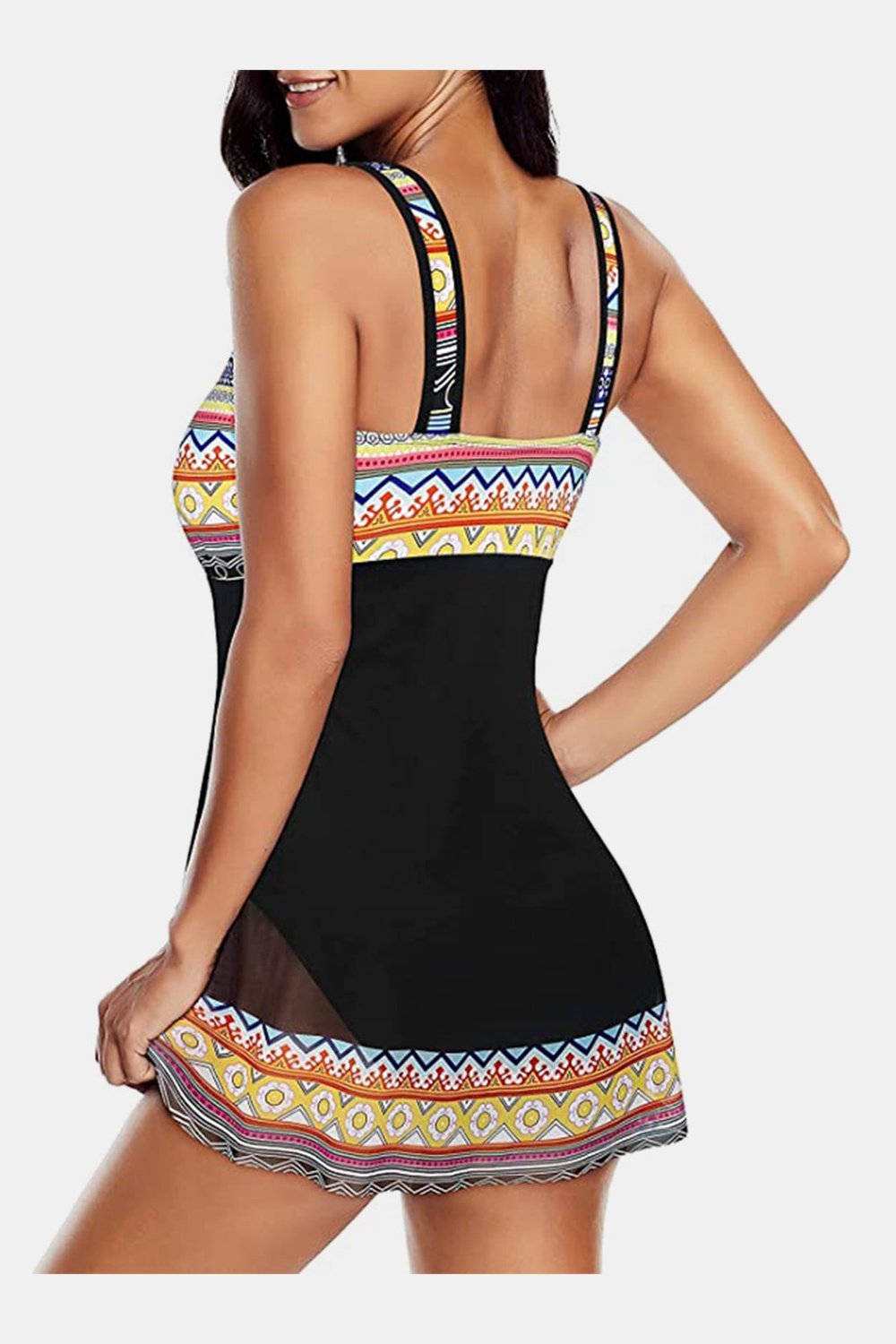 Geometric Wide Strap One-Piece Swimwear