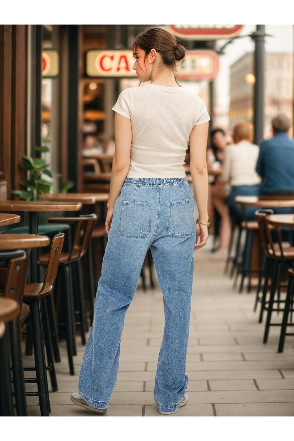 Drawstring Straight Jeans with Pockets