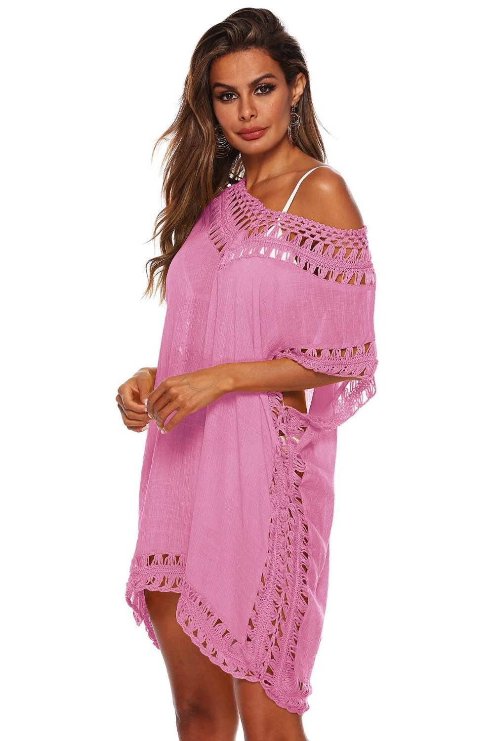 Cutout V-Neck Short Sleeve Cover-Up