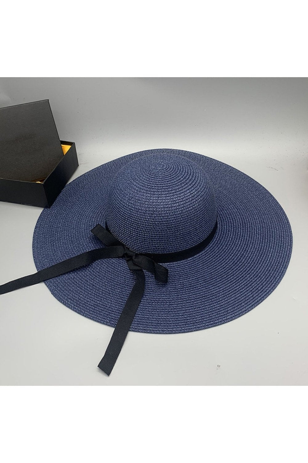 Bow Paper Braided Wide Brim Hat