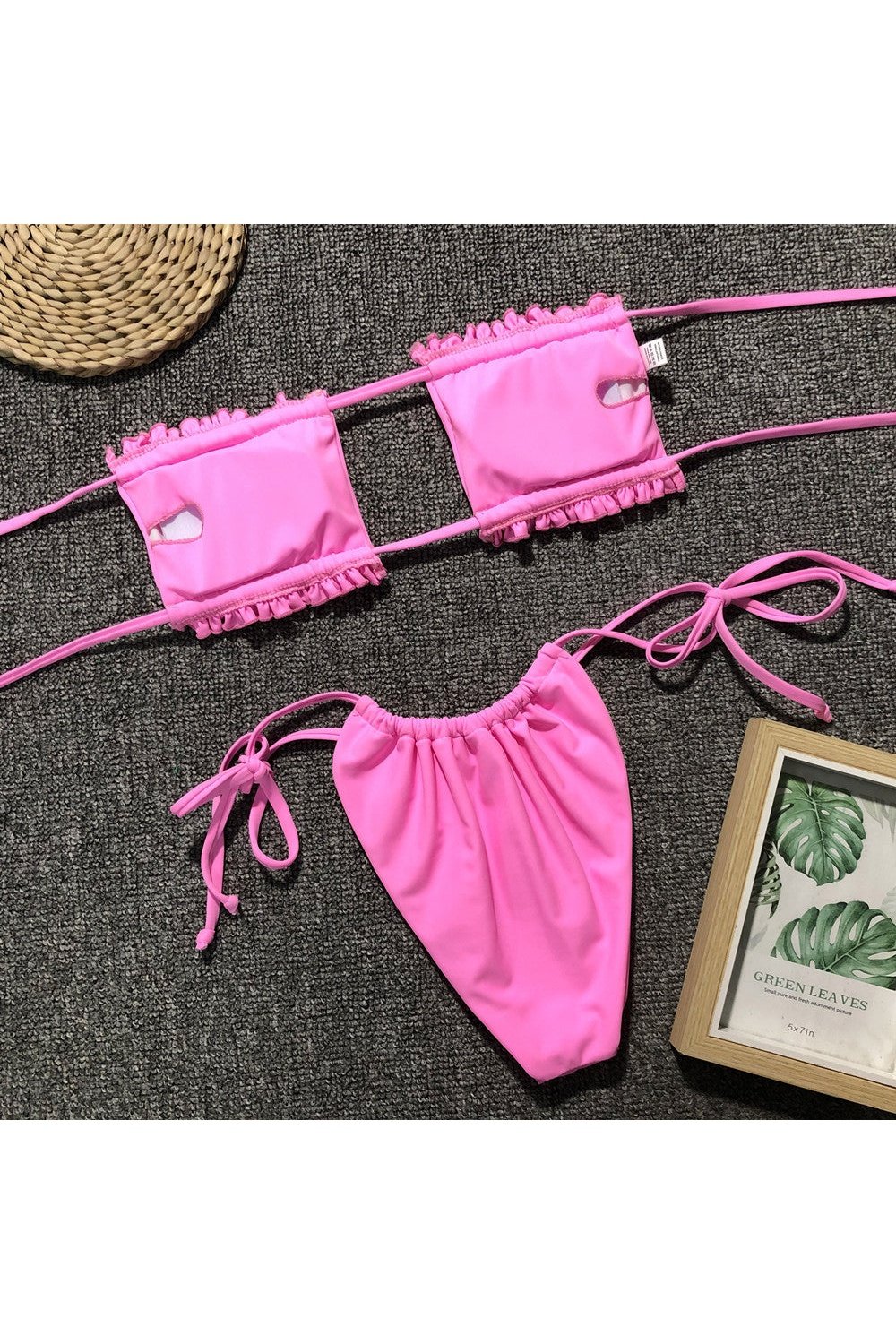 Frill Trim Ruched Bikini Set