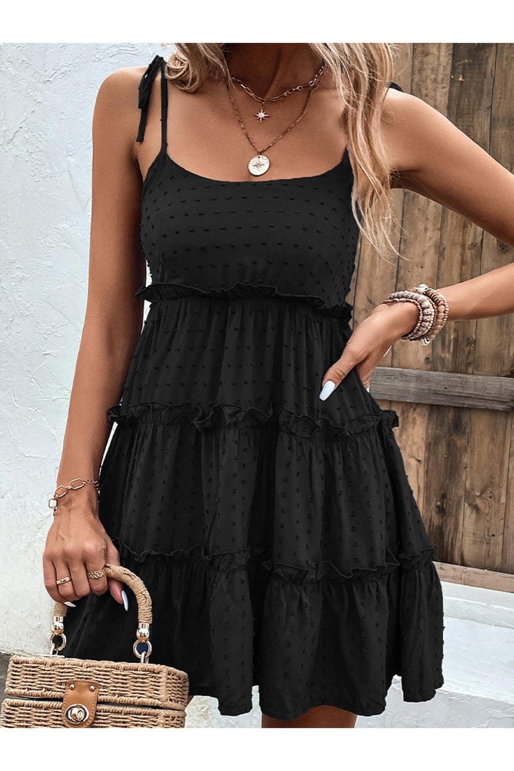 Frill Spaghetti Strap Tiered Dress