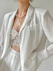 Semi-Sheer Double Hook Lace Crop Cami Top