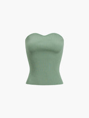 Leisure Ribbed Sweetheart Strapeless Tube Top