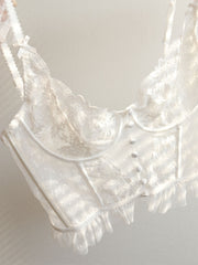 Floral Sheer Lace Mesh Corset Crop Top