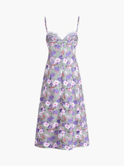 Vintage Floral Slit Midi Dress