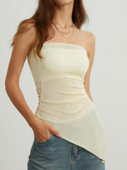 Sheer Drawstring Mesh Cover Up Tube Top