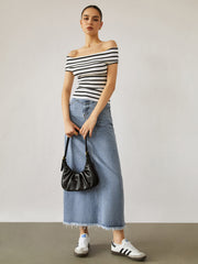 Stripe Off Shoulder Top