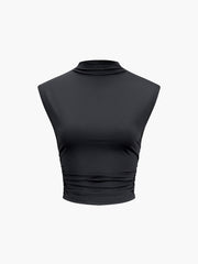 Cap Sleeve Ruched Crop Top