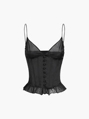 Balletcore Satin Mesh Bustier Cami Top