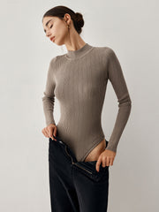 Rib Eyelet Long Sleeve Bodysuit