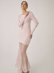 Lace Hem Mermaid Midi Sweater Dress