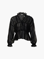 Sheer Chiffon Ruffle Detail Blouse