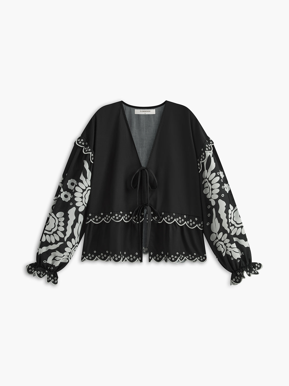 Ruffle Print Knotted Blouse