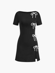 Bow Side Split Short Dress