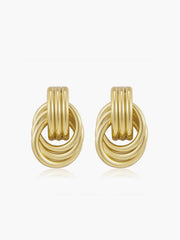 Gold Tone Multi Ring Drop Earrings