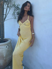 V-Neck Spaghetti Strap Sweater Long Dress