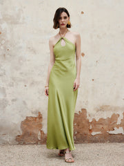 Halter Keyhole Neckline Backless Long Dress
