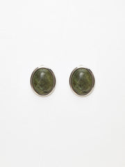 Moss Green Spectrolite Stud Earrings