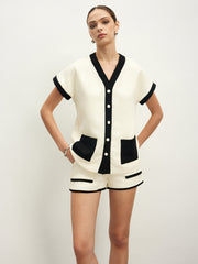 Contrast Binding Pockets Blouse