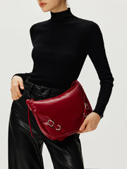 Textured Zipper Shoulder Bag