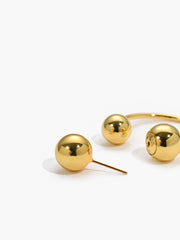 Golden Ball Stud Hoop Earrings