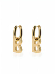 Golden Hoop B-Letter Pendant Earrings