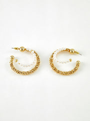 Double Layer Pearl Hoop Earrings