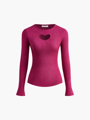 Heart-Shape Cutout Slim Knit Top