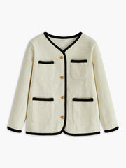 Elegant Contrast Binding Pockets Blazer
