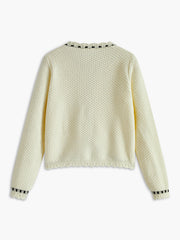 Elegant Wave Trim Cardigan