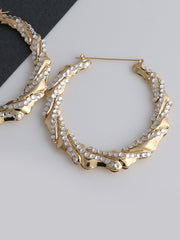 Rhinestone Bamboo Hoop Earrings