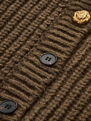 Round Neck Metal-Detail Crop Cardigan