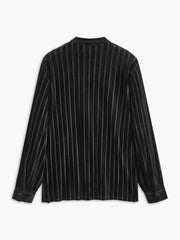 Semi-Sheer Pinstripe Button Polo Shirt