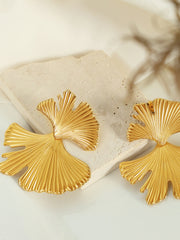 Ginkgo Leaf Ripple Earrings