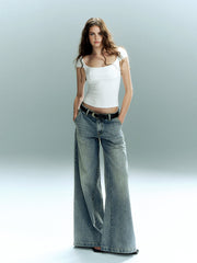 Square Neck Crop Jersey T-Shirt