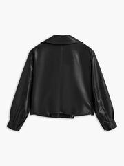 Button Clasp PU Leather Jacket