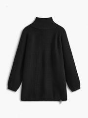 Turtleneck Side Zipper Knit Top