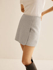 Tweed Side-Zipper Mini Skirt