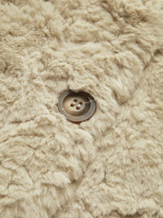 Minky V-Neck Breasted Faux Fur Coat