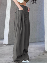 Knotted Pleated Wide-Leg Draped Pants