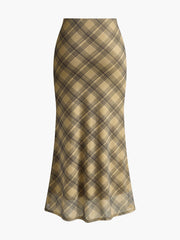 Vintage Plaid Midi Skirt