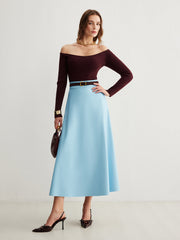 Flowy Zipper PU Leather Skirt Without Belt