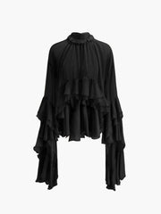 Turtleneck Ruffle Chiffon Shirt