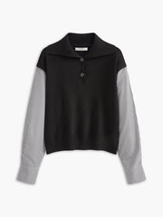 Color Block Panel Lapel Sweater