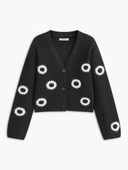 Contrast Binding Button Short Cardigan