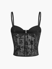 Floral Sheer Mesh Structured Corset